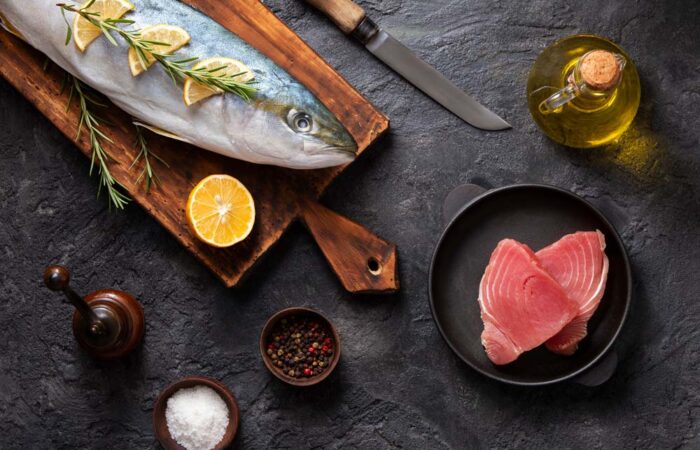 Fresh tuna fillets ready for cooking, highlighting the health benefits of tuna as a nutritious protein source in a sustainable diet