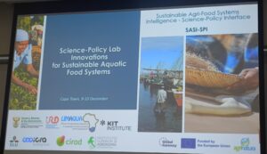 Event poster for the S-PoL event on sustainable aquatic food systems, featuring logos of participating organizations, event dates (December 8-10, 2024), and key topics